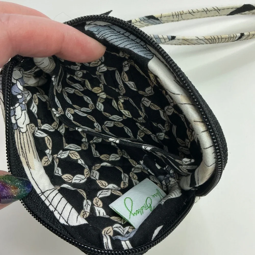 Vera Bradley Camellia Black Floral Wristlet Wallet Women Small Quilted